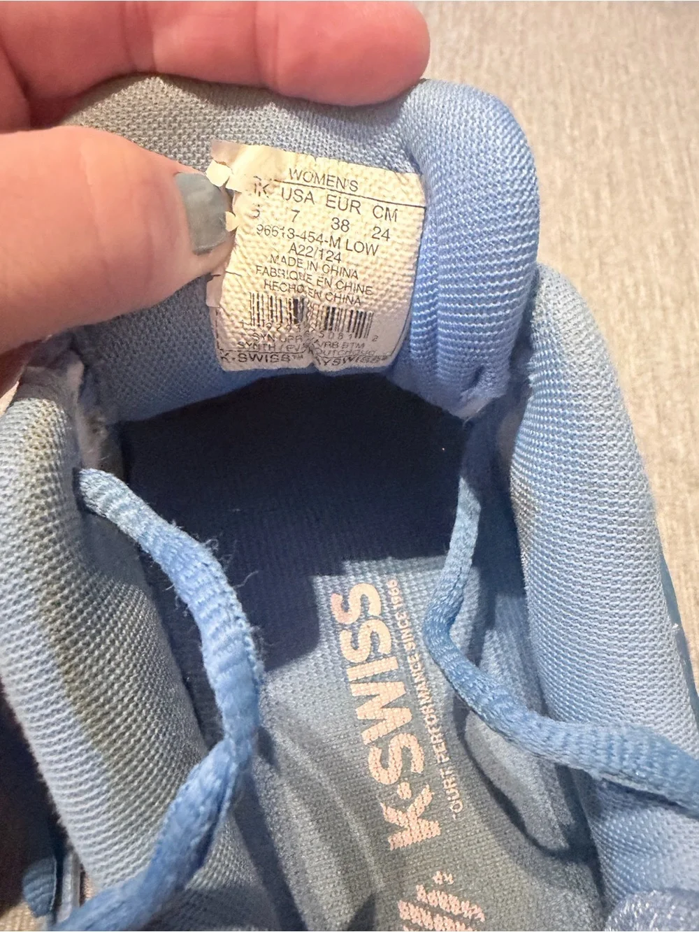 K-Swiss Light Blue Lace-Up Tennis Sneakers with Pink Accents